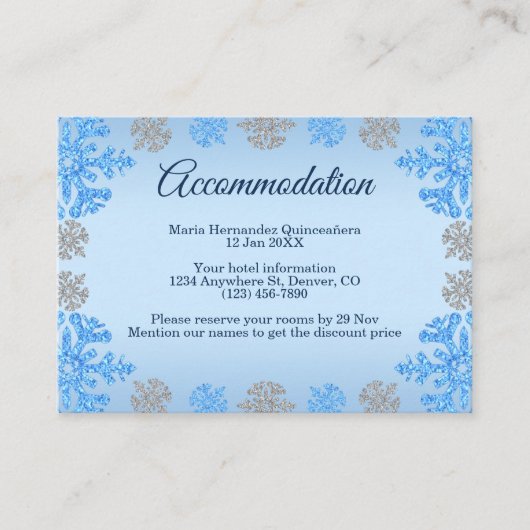 キンセアニラアイスブルーシルバーウィンタースノーフレーク エンクロージャーカード (正面)