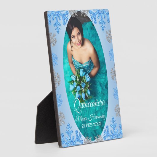 キンセアニラアイスブルーシルバーウィンタースノーフレーク フォトプラーク (側面)