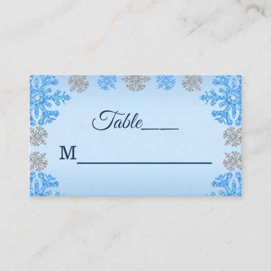 キンセアニラアイスブルーシルバーウィンタースノーフレーク プレイスカード (正面)