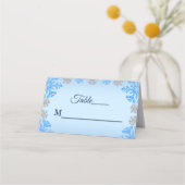 キンセアニラアイスブルーシルバーウィンタースノーフレーク プレイスカード (正面)