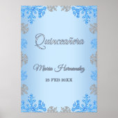 キンセアニラアイスブルーシルバーウィンタースノーフレーク 箔ポスター (正面)