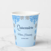 キンセアニラアイスブルーシルバーウィンタースノーフレーク 紙コップ (正面)