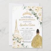 キンセアニラアイボリーフローラパリ金ゴールドブラウンプリンセス 招待状 (正面)