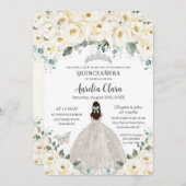 キンセアニラアイボリーホワイトフローラシルバーティアラドレス 招待状 (正面/裏面)