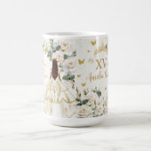 キンセアニラアイボリーホワイトフローラドレスプリンセス金ゴールド コーヒーマグカップ (中央)