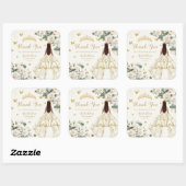 キンセアニラアイボリーホワイトフローラドレスプリンセス金ゴールド スクエアシール (シート)