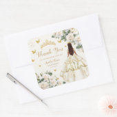 キンセアニラアイボリーホワイトフローラドレスプリンセス金ゴールド スクエアシール (封筒)