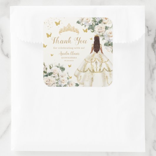 キンセアニラアイボリーホワイトフローラドレスプリンセス金ゴールド スクエアシール (バッグ)