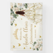 キンセアニラアイボリーホワイトフローラドレスプリンセス金ゴールド 横断幕 (縦)