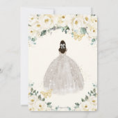 キンセアニラアイボリーホワイトフローラ金ゴールドティアラドレス 招待状 (裏面)