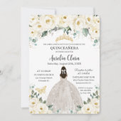 キンセアニラアイボリーホワイトフローラ金ゴールドティアラドレス 招待状 (正面)