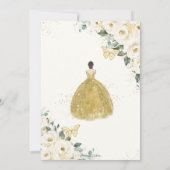 キンセアニラアイボリーホワイトフローラ金ゴールドドレスプリンセス 招待状 (裏面)