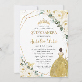 キンセアニラアイボリーホワイトフローラ金ゴールドドレスプリンセス 招待状