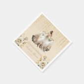 キンセアニラアイボリー金ゴールド水彩 スタンダードカクテルナプキン (角)