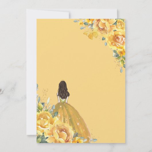 キンセアニライエローフローラプリンセスクラウン誕生日 招待状 (裏面)