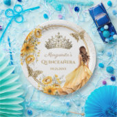 キンセアニライエローフローラ金ゴールドティアラバタフライ ペーパープレート (パーティー)