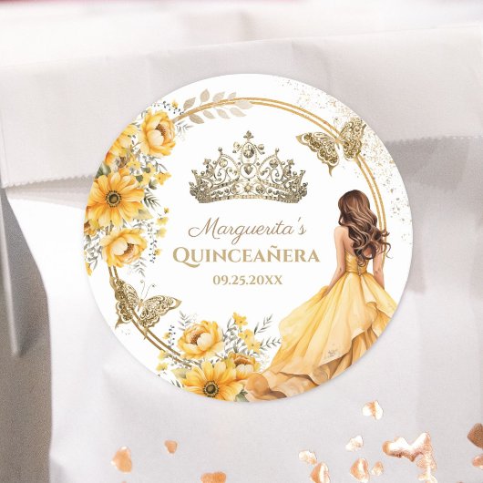 キンセアニライエローフローラ金ゴールドティアラバタフライ ラウンドシール