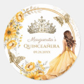 キンセアニライエローフローラ金ゴールドティアラバタフライ ラウンドシール (正面)