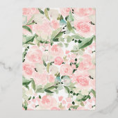 キンセアニラウォーターカラー赤面フローラ誕生日 箔招待状 (裏面)