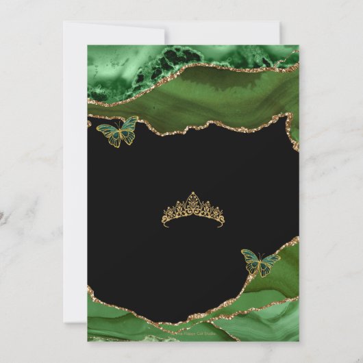 キンセアニラエメラルドグリーンアガテマーブルバタフライ 招待状 (裏面)