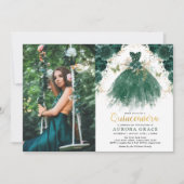キンセアニラエメラルドグリーンエンチャントフォレストフローラ 招待状 (正面)