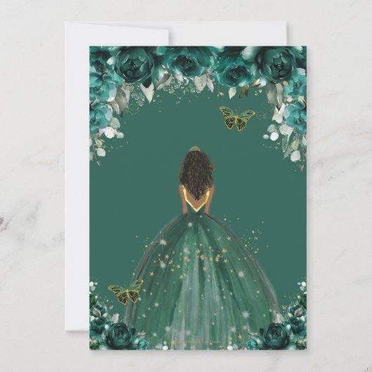 キンセアニラエメラルドグリーンフローラプリンセスクラウン 招待状 (裏面)