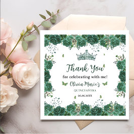 キンセアニラエメラルドグリーンフローラ蝶ティアラ スタンダードカクテルナプキン