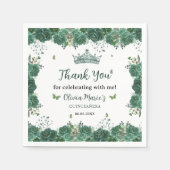 キンセアニラエメラルドグリーンフローラ蝶ティアラ スタンダードカクテルナプキン (正面)