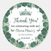 キンセアニラエメラルドグリーンフローラ蝶ティアラ ラウンドシール (正面)