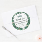 キンセアニラエメラルドグリーンフローラ蝶ティアラ ラウンドシール (封筒)