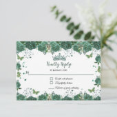 キンセアニラエメラルドグリーンフローラ蝶ティアラ 出欠カード (スタンド正面)