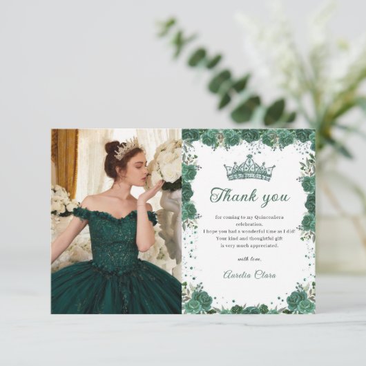 キンセアニラエメラルドグリーンフローラ誕生日 サンキューカード (スタンド正面)