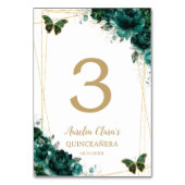 キンセアニラエメラルドグリーンフローラ金ゴールド蝶 テーブルナンバー (裏面)