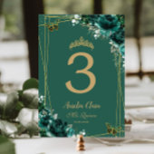 キンセアニラエメラルドグリーンフローラ金ゴールド蝶 テーブルナンバー