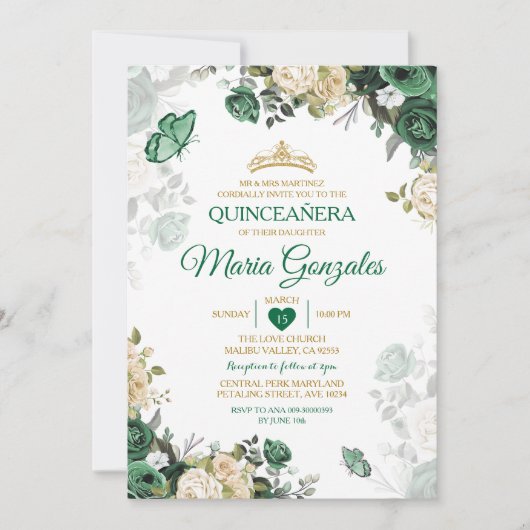 キンセアニラエメラルドグリーンメキシカンバタフライ 招待状 (正面)