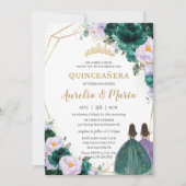 キンセアニラエメラルドグリーン薄紫フローラバラツインズ 招待状 (正面)