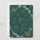 キンセアニラエメラルドグリーン金ゴールドフローラ蝶 招待状 (裏面)