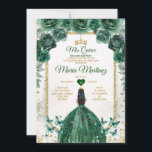 キンセアニラエメラルドグリーン&金ゴールドクラウン誕生日 招待状<br><div class="desc">キンセアニラエメラルドグリーン&金ゴールドクラウン誕生日招待状ミクリン15アノス、第16誕生日蝶。</div>