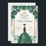 キンセアニラエメラルドグリーン&金ゴールドクラウン誕生日 招待状<br><div class="desc">キンセアニラエメラルドグリーン&金ゴールドクラウン誕生日招待状ミクリン15アノス、第16誕生日蝶。</div>