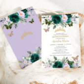 キンセアニラエメラルドパープルフローラ金ゴールド蝶 招待状