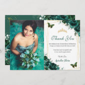 キンセアニラエメラルドフローラ蝶誕生日 サンキューカード (正面/裏面)