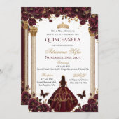 キンセアニラエメラルド金ゴールドブルゴーニュバラプリンセス 招待状 (正面/裏面)