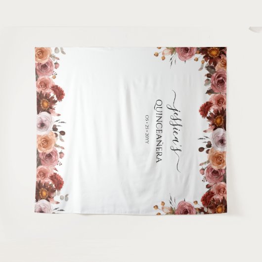 キンセアニラエレガントピンクフローラ写真の背景 タペストリー (正面(横))