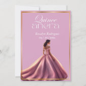 キンセアニラエレガントモダンバラピンクドレス 招待状 (裏面)