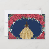 キンセアニラエンチャントレッドローズフローラネイビーブルー 出欠カード (裏面)