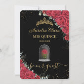 キンセアニラエンチャントレッドローゼスフローラブラック金ゴールド 招待状 (裏面)