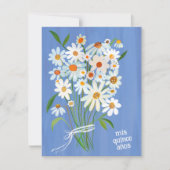 キンセアニラキュートデイジーブーケハン絵を描ドカスタム 招待状 (正面)