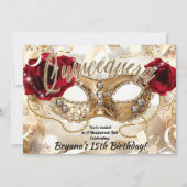 キンセアニラクインズクリーム金ゴールドマスカレードパーティー 招待状 (正面)