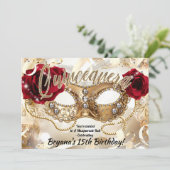 キンセアニラクインズクリーム金ゴールドマスカレードパーティー 招待状 (スタンド正面)