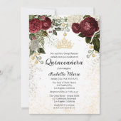 キンセアニラグラムブルゴーニュバラフローラ誕生日 招待状 (正面)